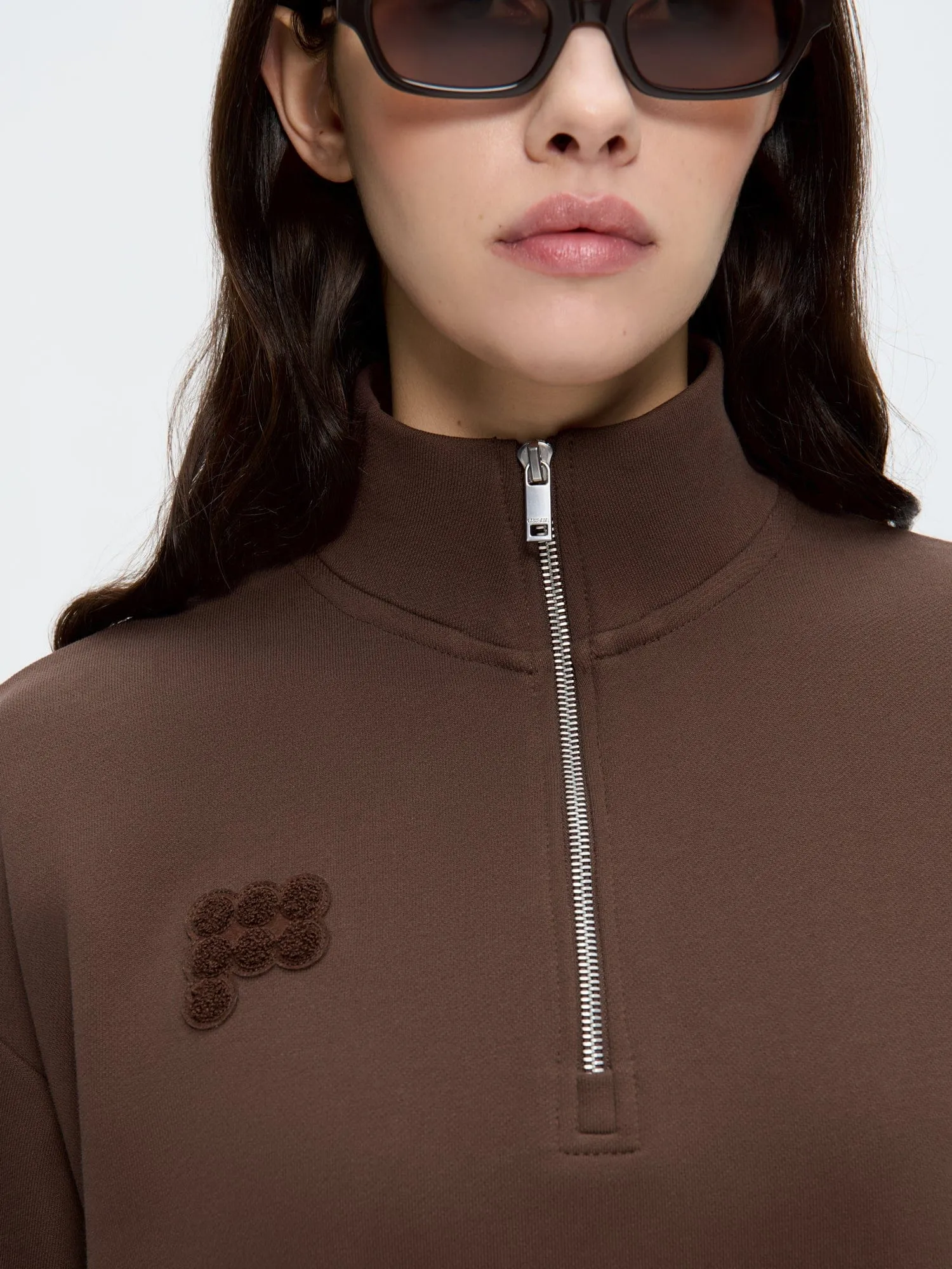 Womens Half Zip Sweatshirt—Mahogany Brown sold by Pangaia product image thumbnail 4