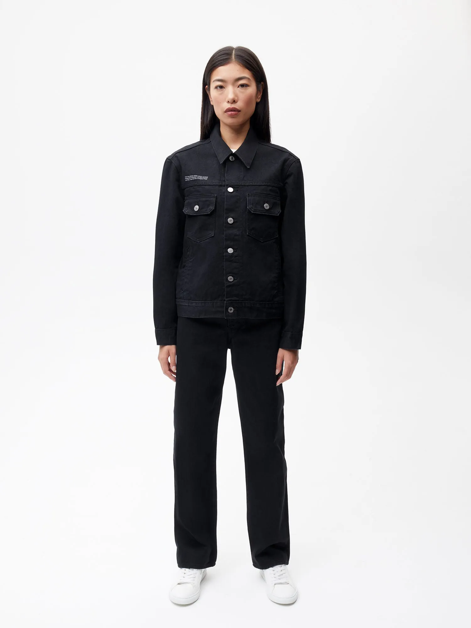 Women Nettle Denim High-Rise Jeans—black sold by Pangaia product image thumbnail 4