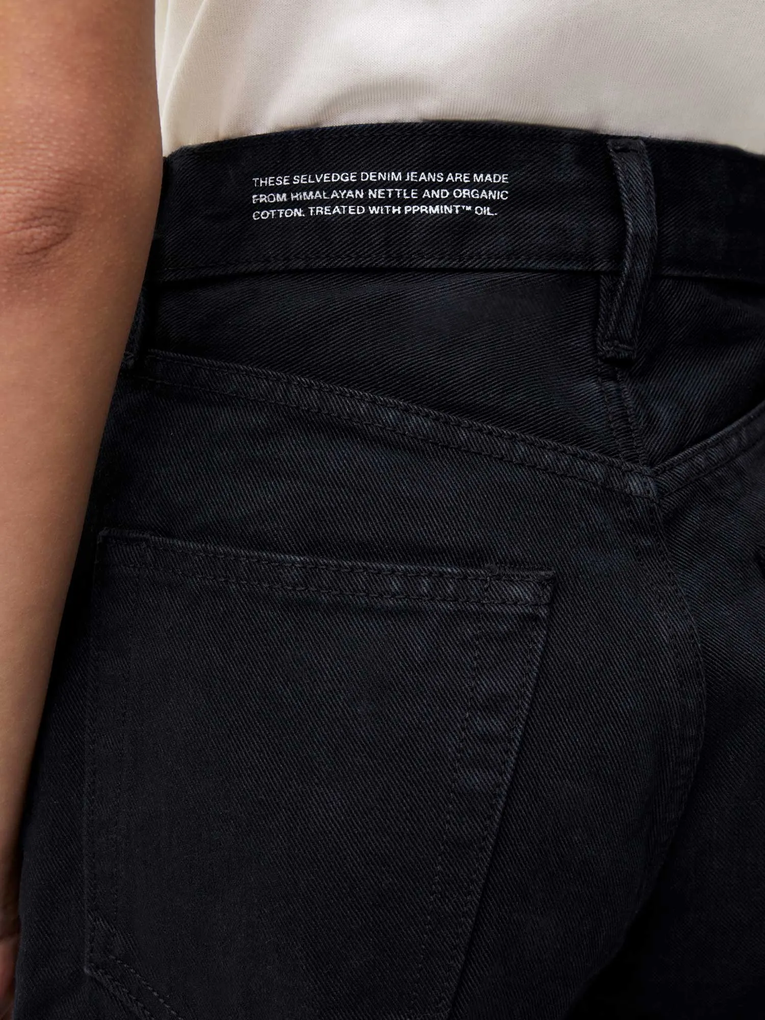 Women Nettle Denim High-Rise Jeans—black sold by Pangaia product image thumbnail 5