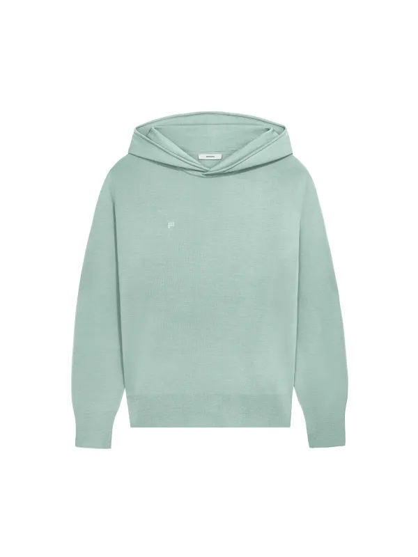 Archive Womens Regenerative Merino Wool Hoodie—eucalyptus blue made by Pangaia