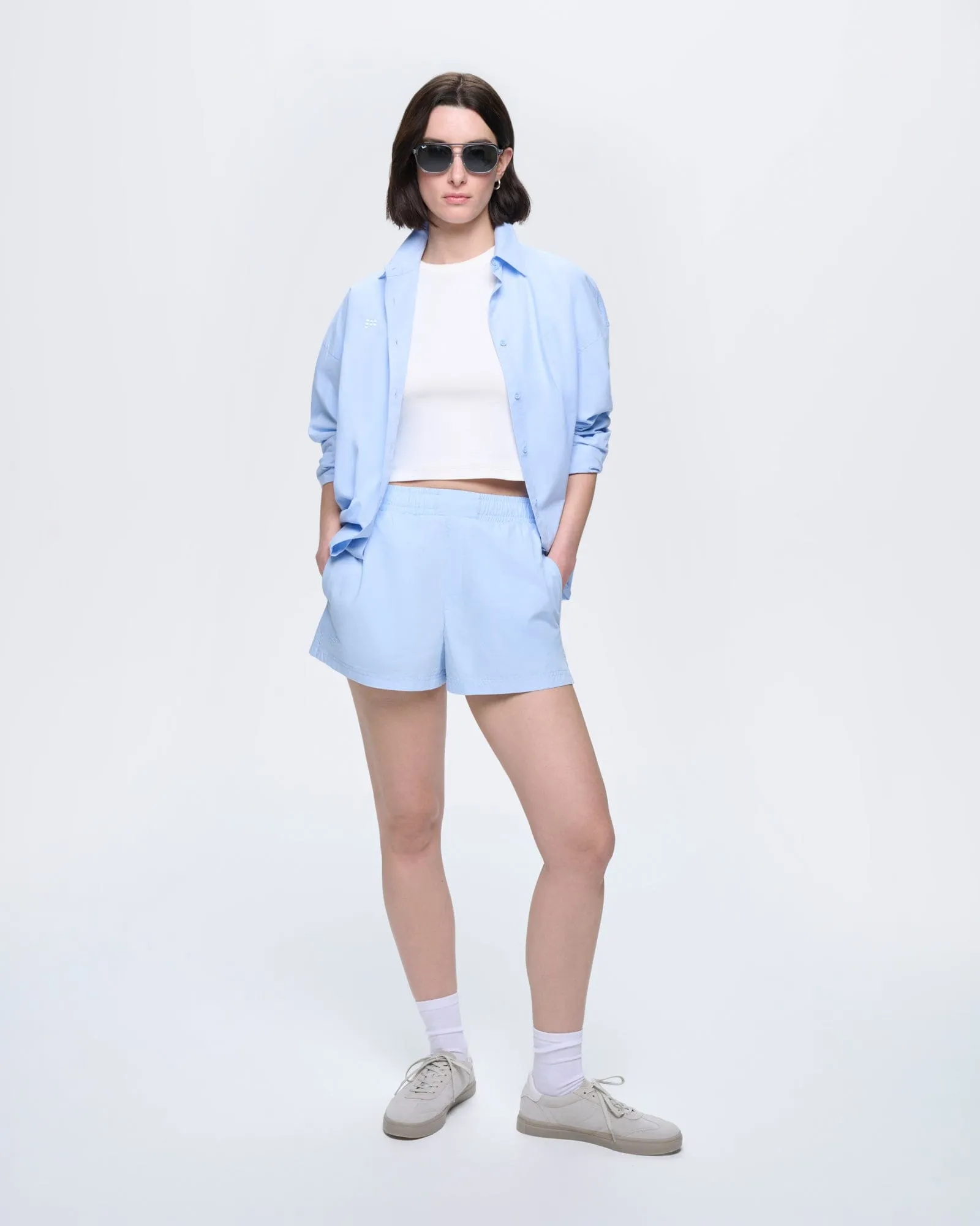 Womens Cotton Poplin Overshirt—Wildflower Blue sold by Pangaia product image thumbnail 3