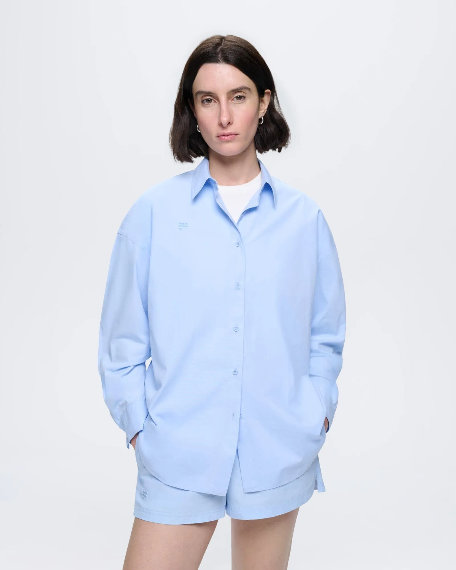 Womens Cotton Poplin Overshirt—Wildflower Blue sold by Pangaia