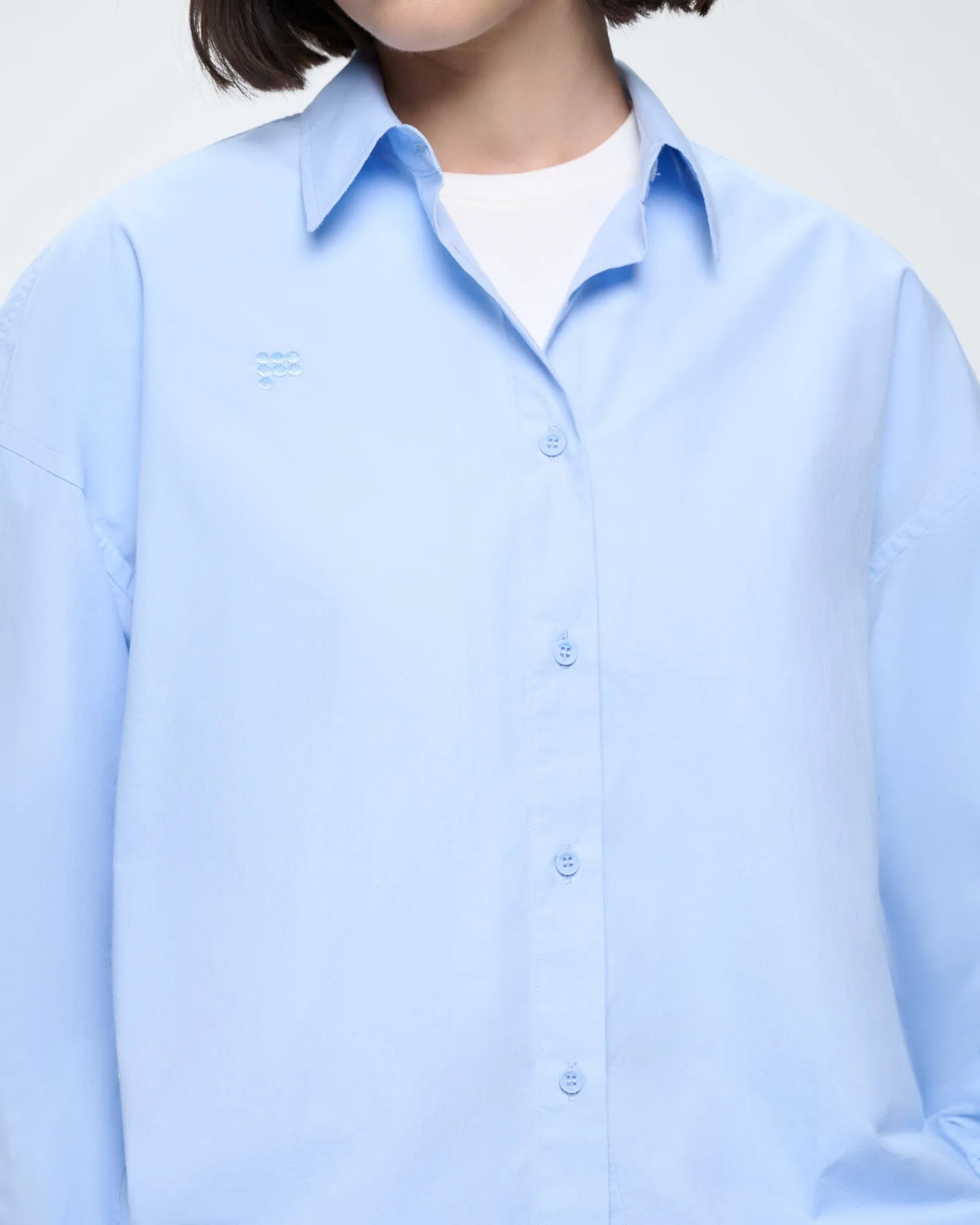 Womens Cotton Poplin Overshirt—Wildflower Blue sold by Pangaia product image thumbnail 4