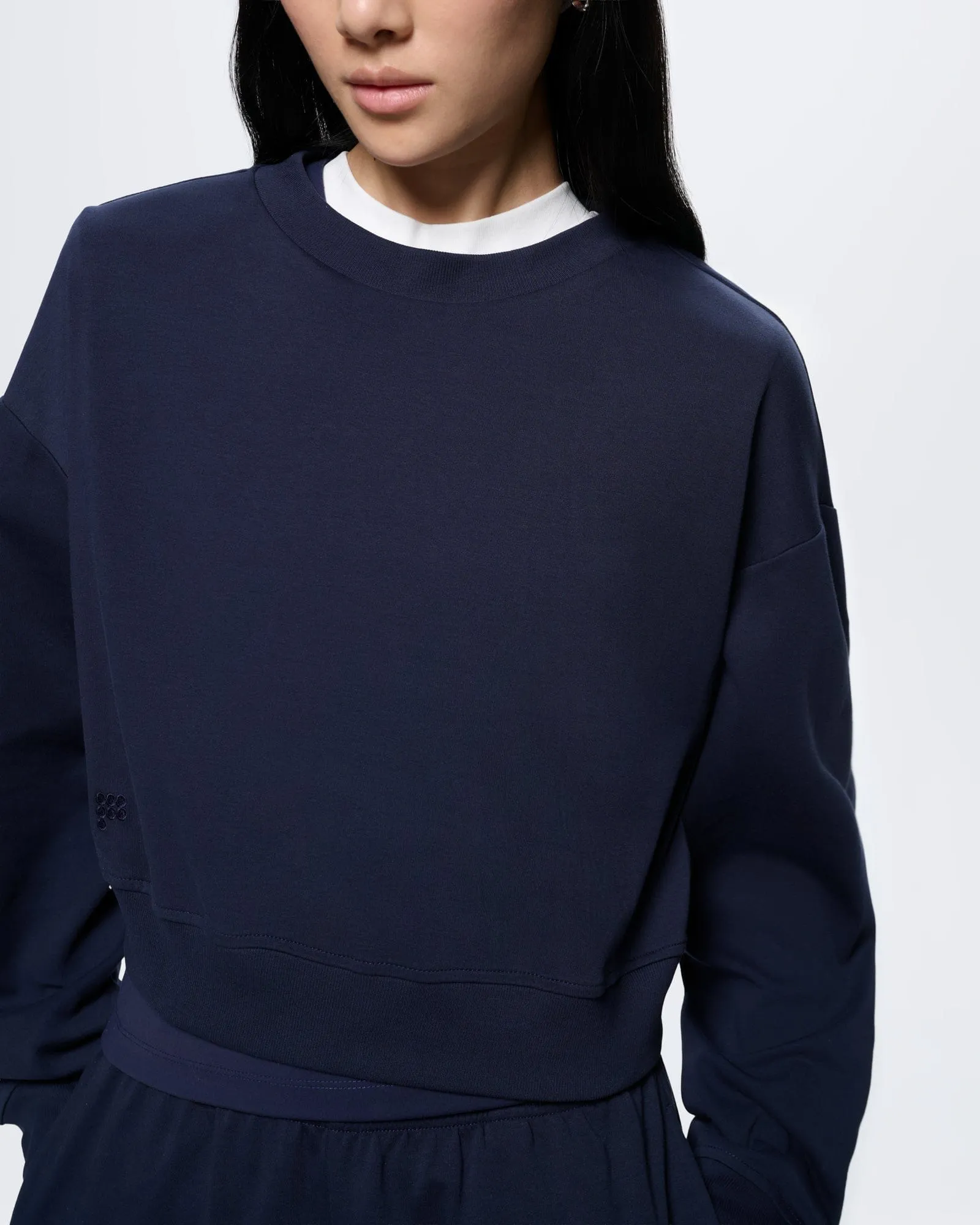 Womens Cropped Sweatshirt—Midnight Navy sold by Pangaia product image thumbnail 4