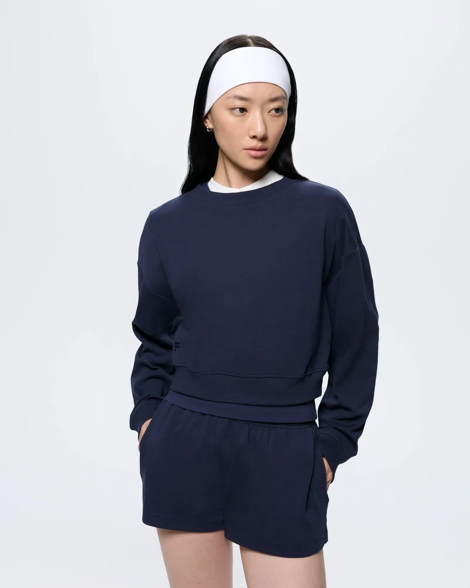 Womens Cropped Sweatshirt—Midnight Navy sold by Pangaia