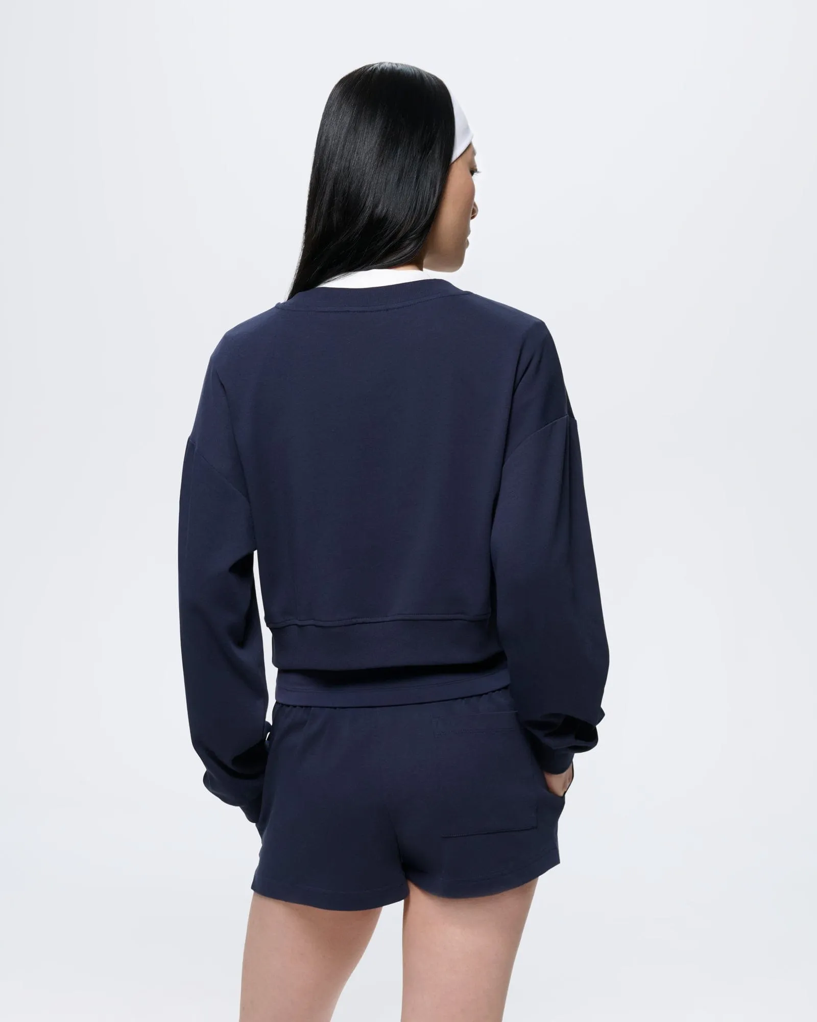 Womens Cropped Sweatshirt—Midnight Navy sold by Pangaia product image thumbnail 5