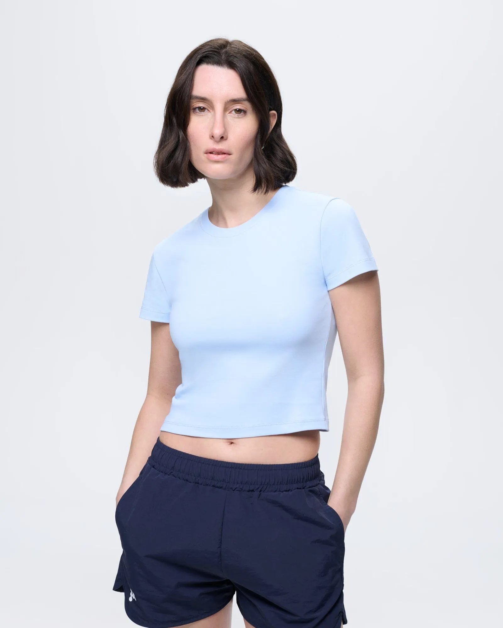 Womens Cropped T-Shirt—Wildflower Blue sold by Pangaia
