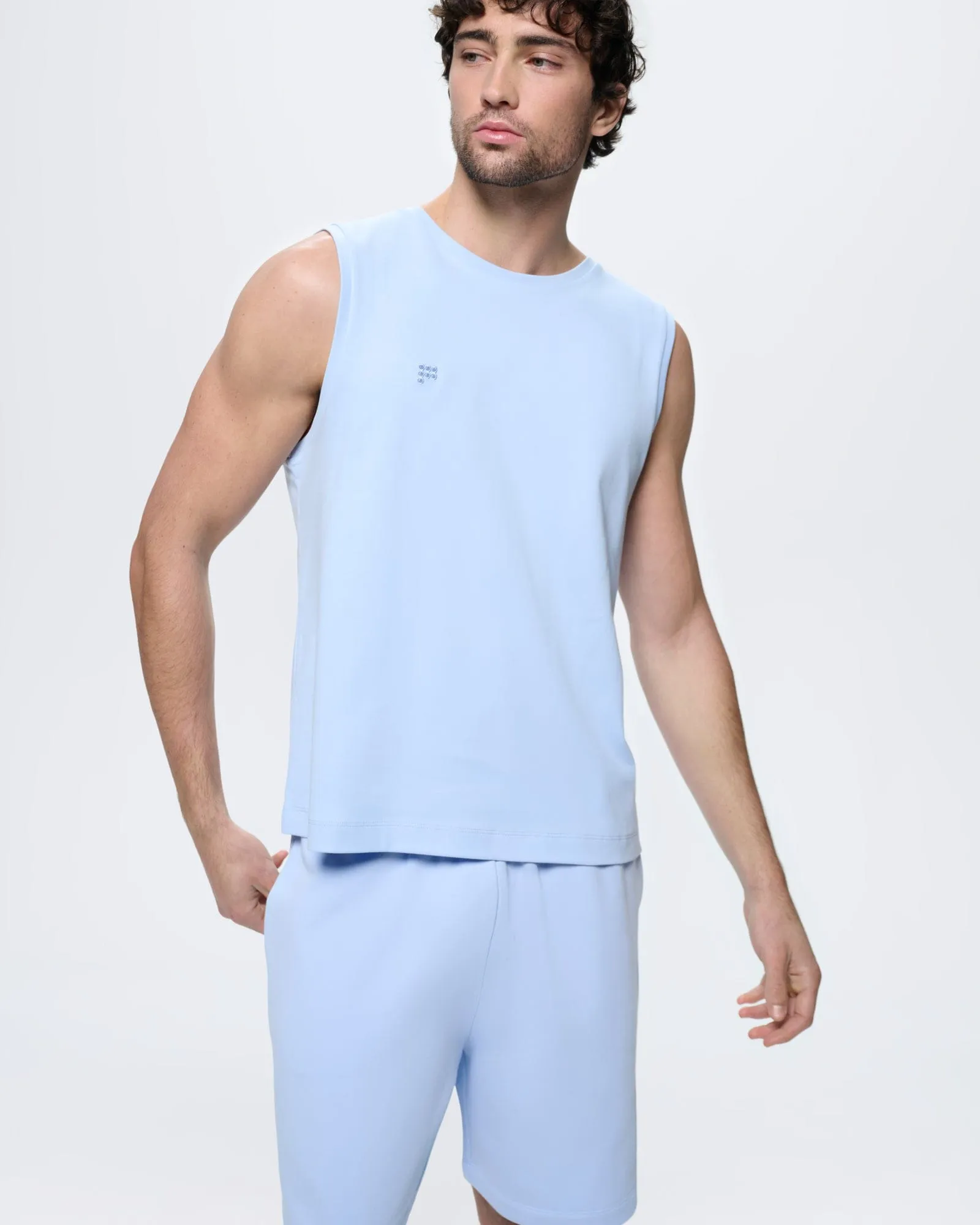 Mens Sleeveless T-Shirt—Wildflower Blue sold by Pangaia