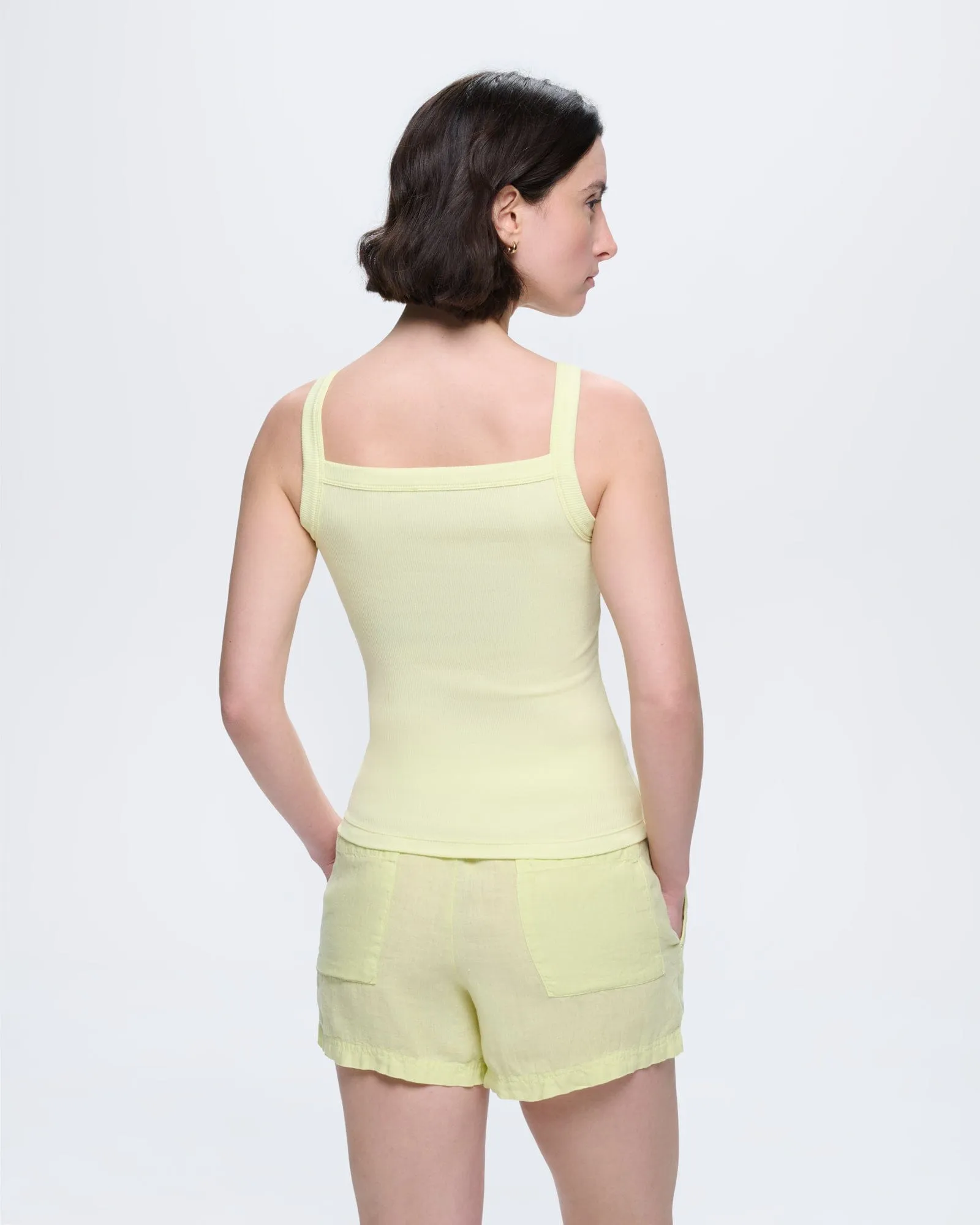 Womens Rib Square Neck Tank Top—Soft Lime sold by Pangaia product image thumbnail 5