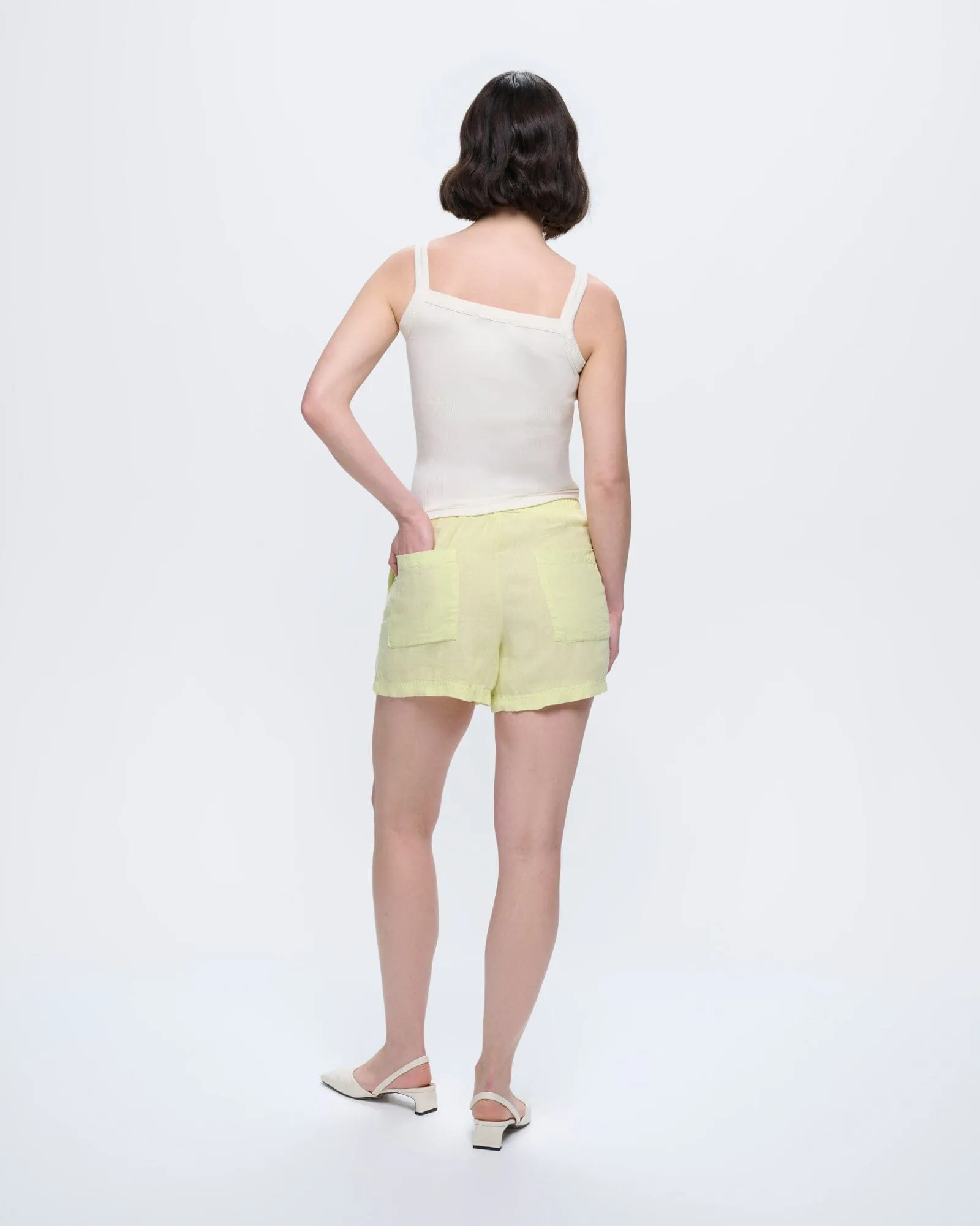 Womens Linen Wrap Shorts—Soft Lime sold by Pangaia product image thumbnail 5