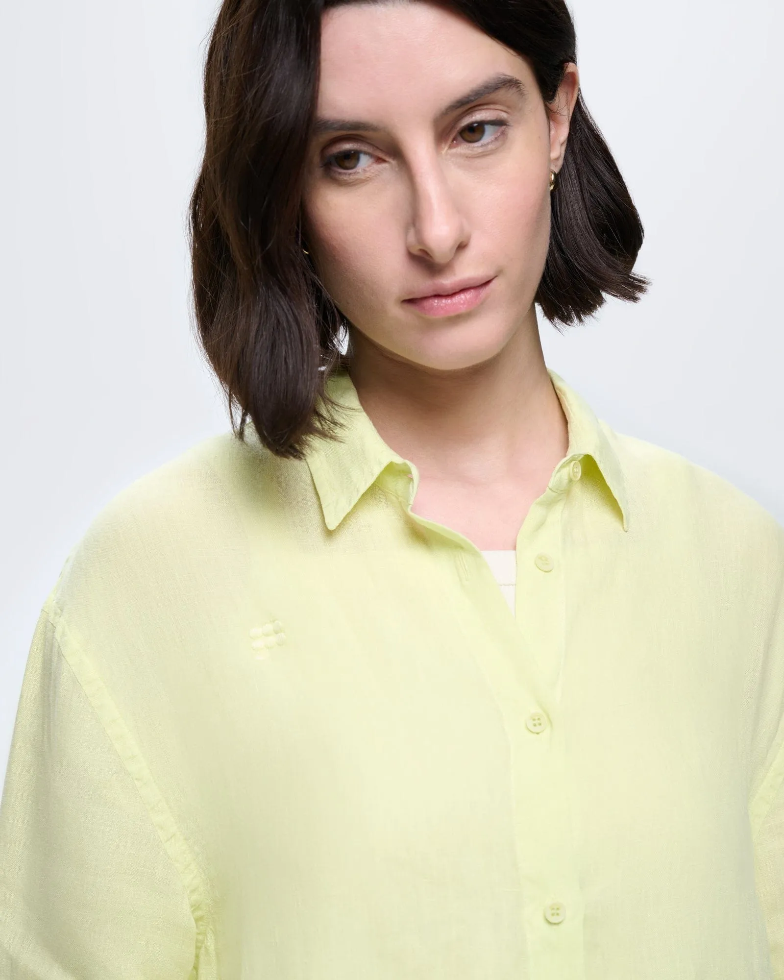 Womens Linen Overshirt—Soft Lime sold by Pangaia product image thumbnail 4