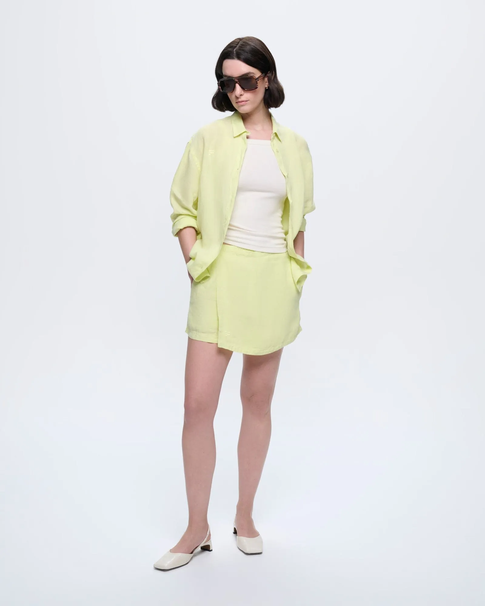 Womens Linen Overshirt—Soft Lime sold by Pangaia product image thumbnail 3