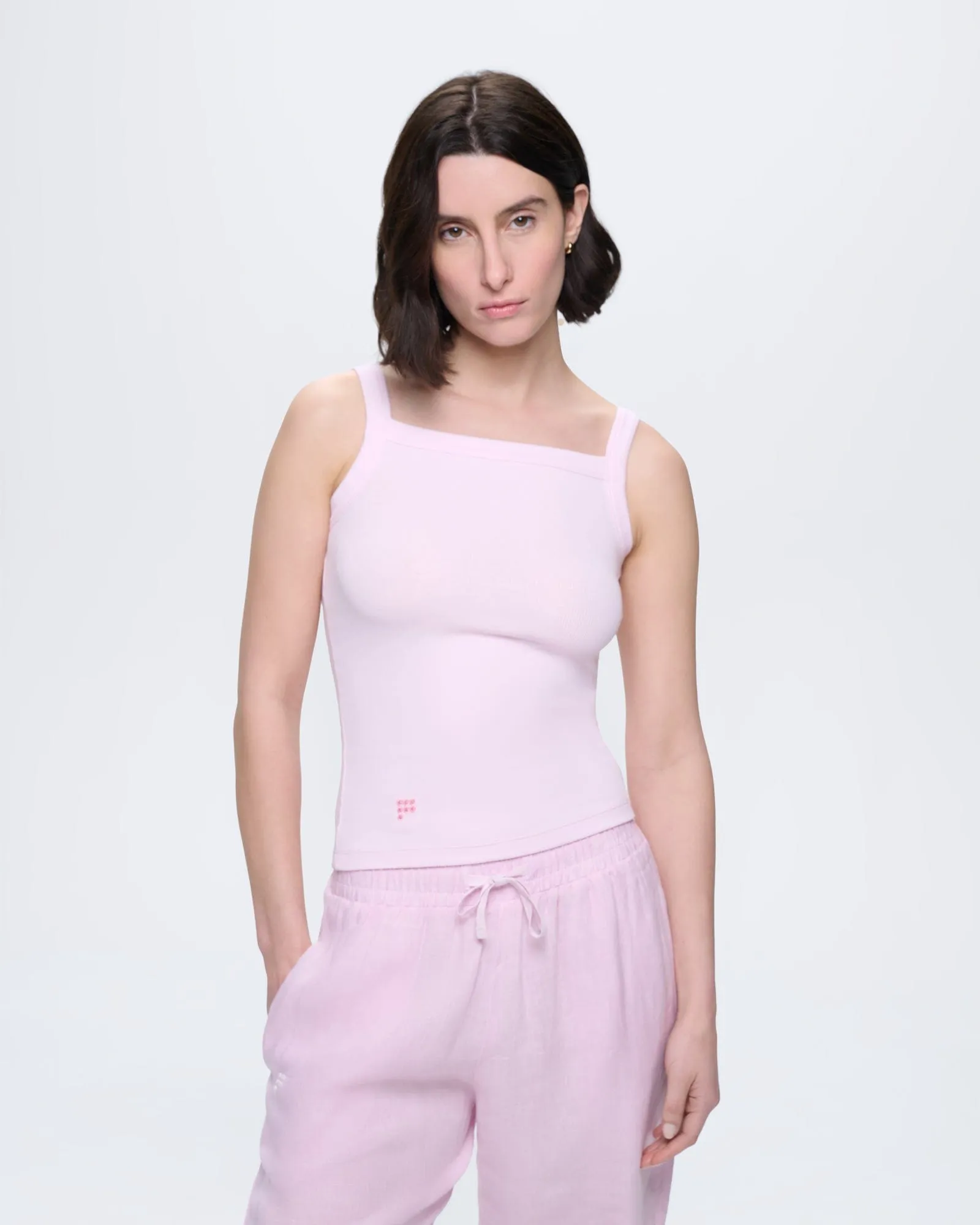 Womens Rib Square Neck Tank Top—Light Lilac sold by Pangaia