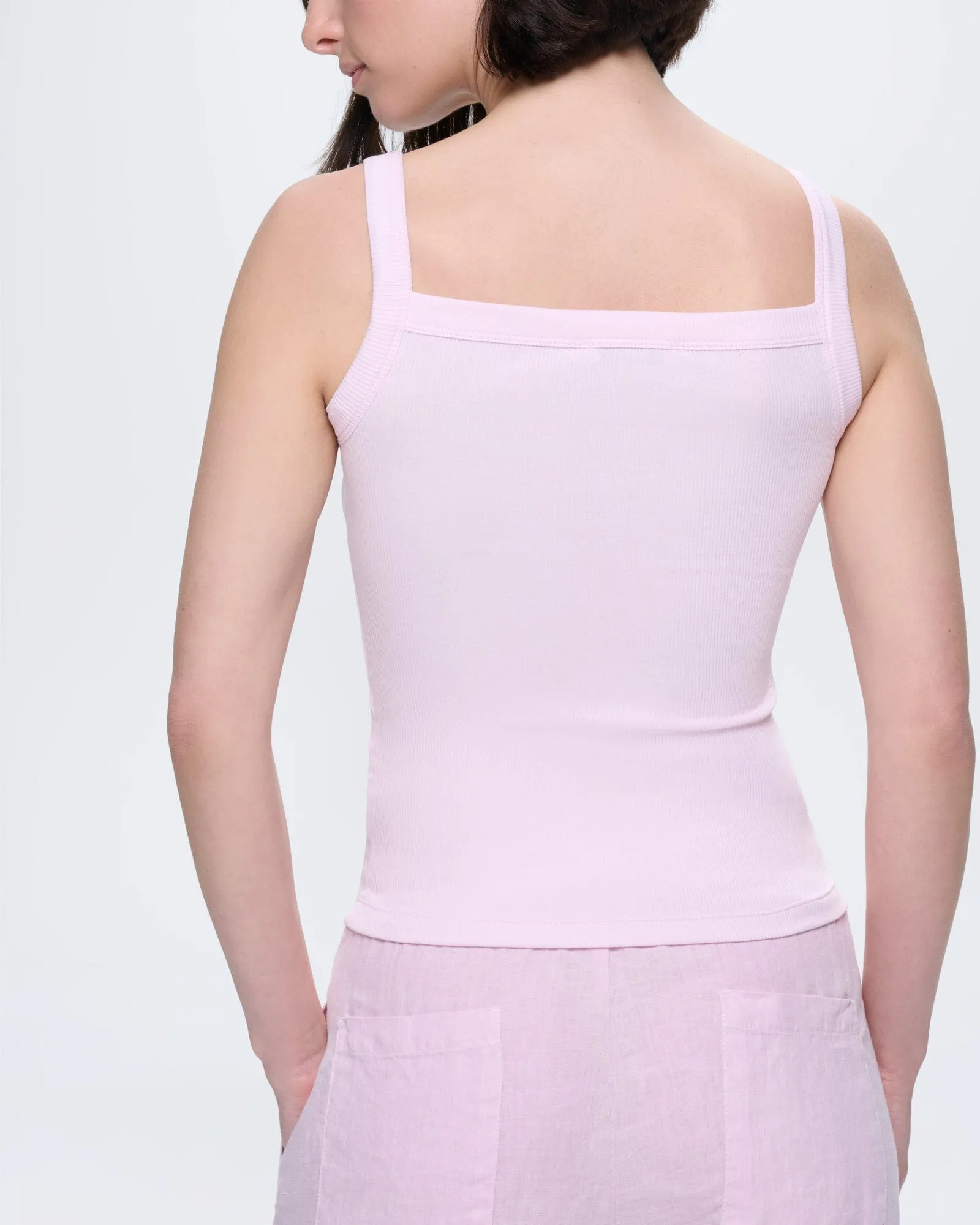 Womens Rib Square Neck Tank Top—Light Lilac sold by Pangaia product image thumbnail 4