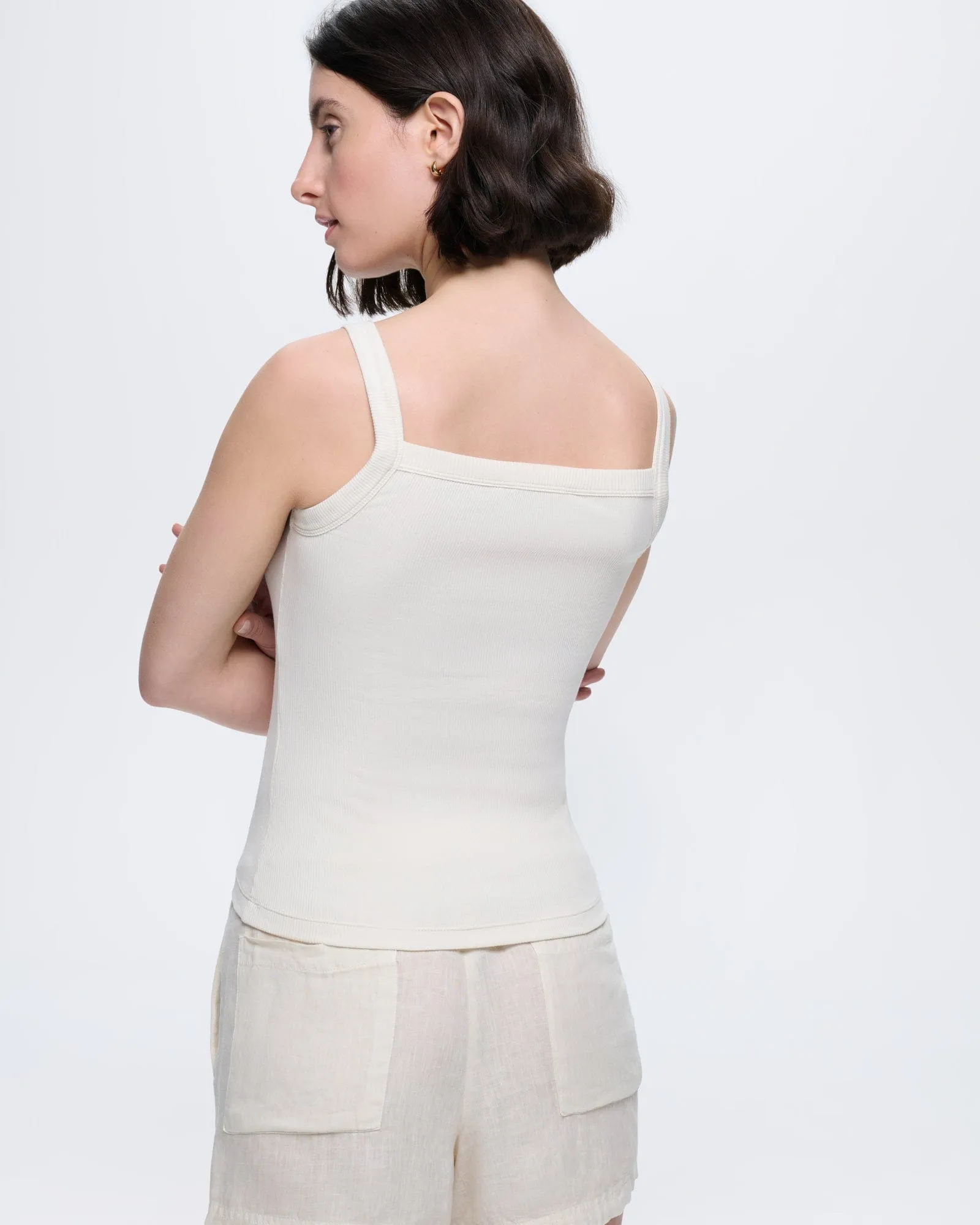 Womens Rib Square Neck Tank Top—Bone White sold by Pangaia product image thumbnail 5