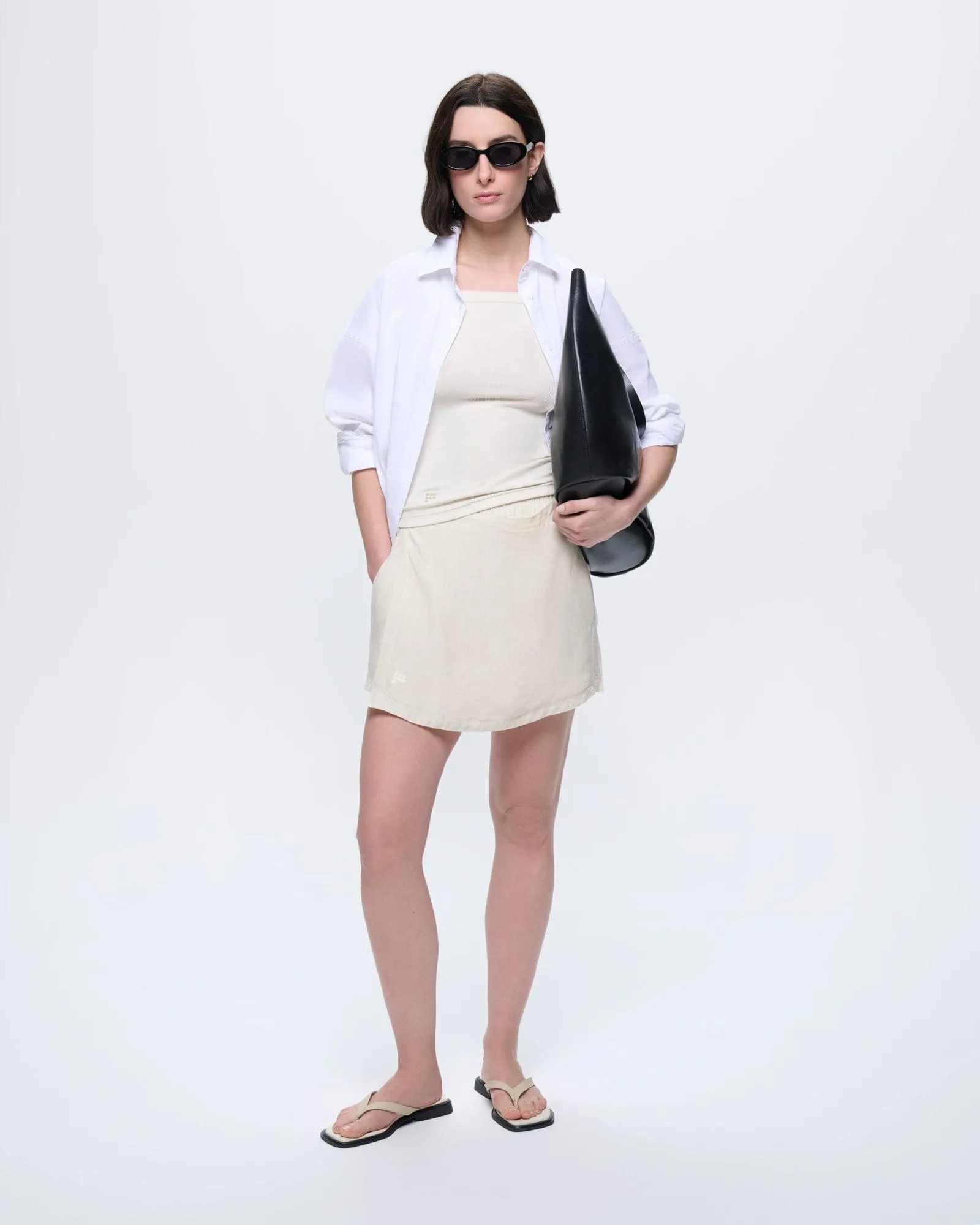 Womens Rib Square Neck Tank Top—Bone White sold by Pangaia product image thumbnail 3