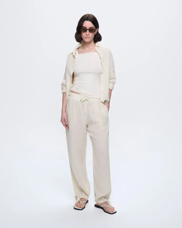 Womens Linen Trousers—Bone White made by Pangaia