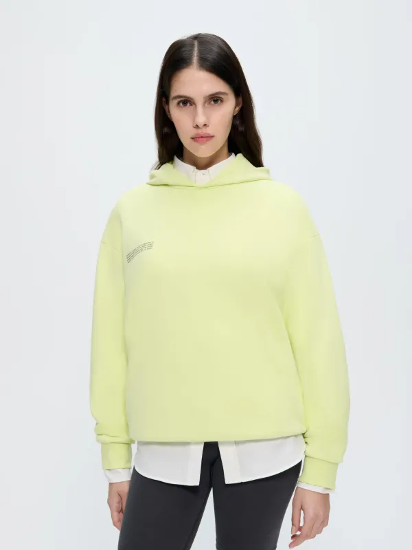 Womens 365 Midweight Hoodie—Soft Lime made by Pangaia