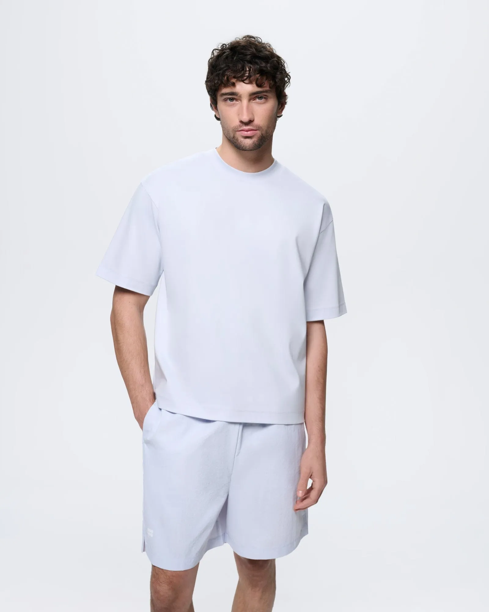 Mens Interlock Oversized T-Shirt—Ice Grey sold by Pangaia