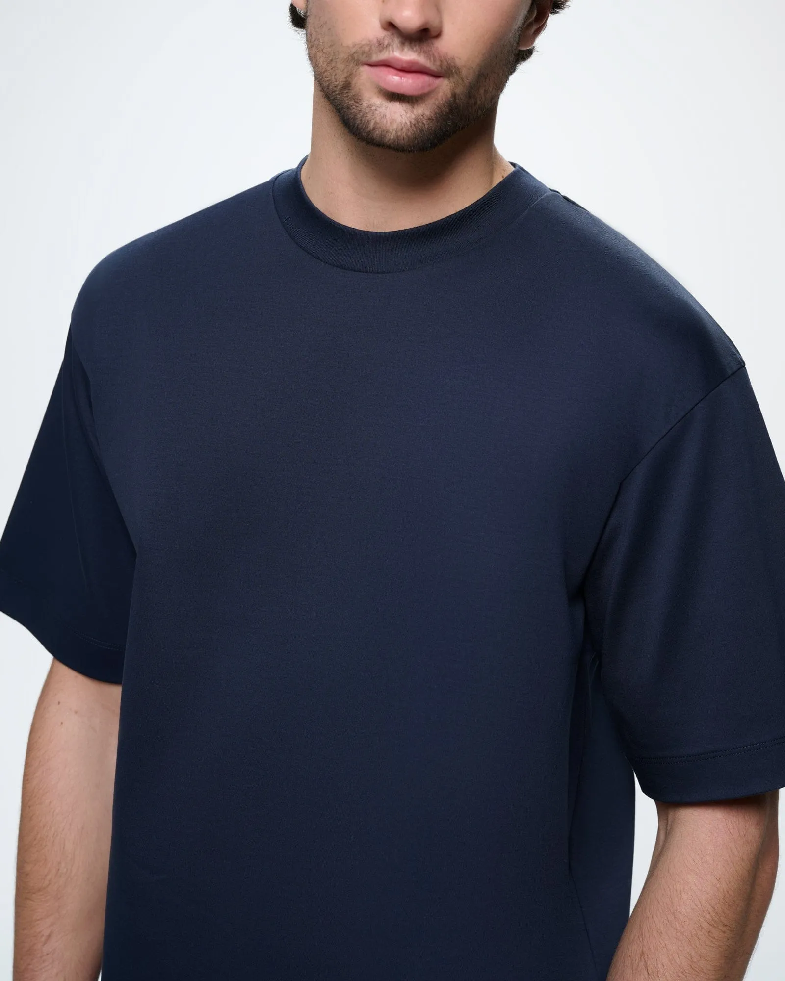 Mens Interlock Oversized T-Shirt—Granite Navy sold by Pangaia product image thumbnail 3