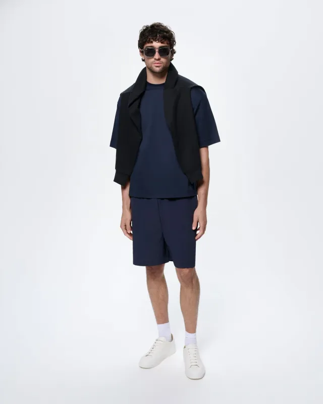 Mens Interlock Oversized T-Shirt—Granite Navy made by Pangaia