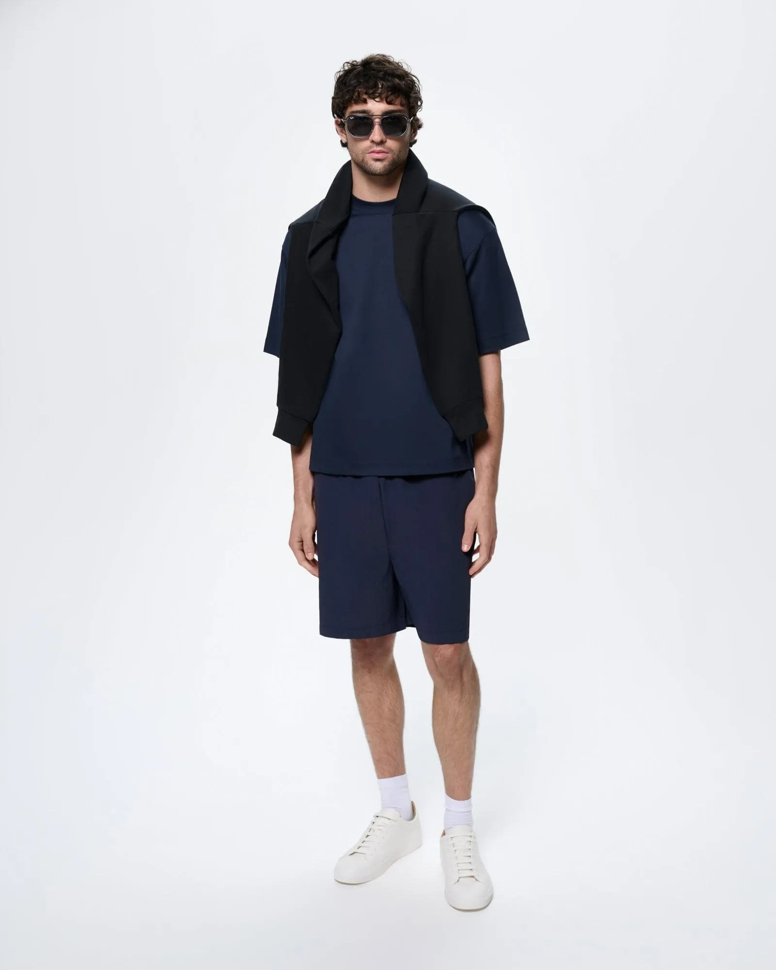 Mens Interlock Oversized T-Shirt—Granite Navy sold by Pangaia