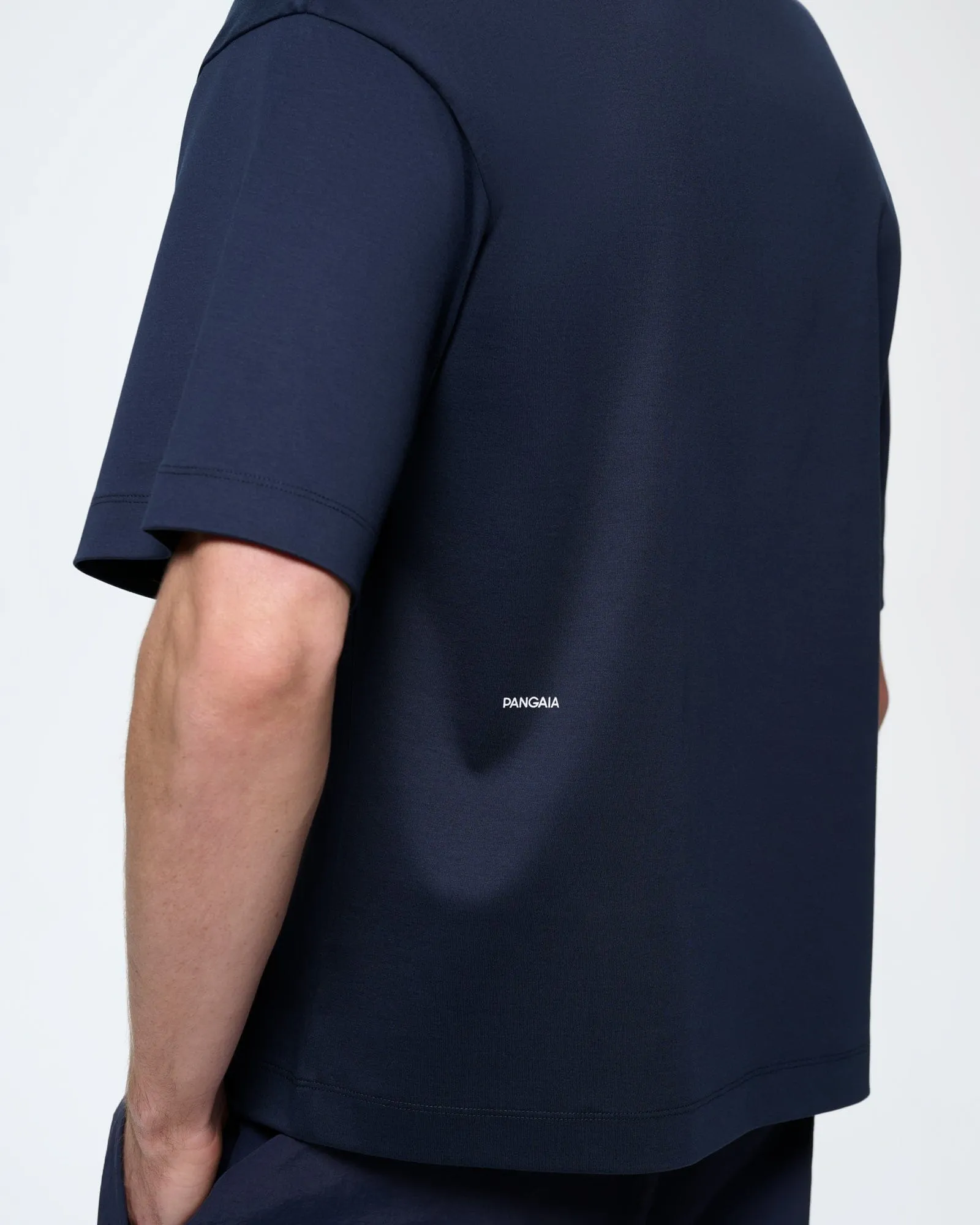 Mens Interlock Oversized T-Shirt—Granite Navy sold by Pangaia product image thumbnail 4