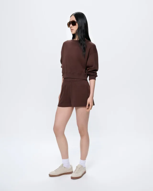 Womens Cotton Shorts—Mahogany Brown made by Pangaia