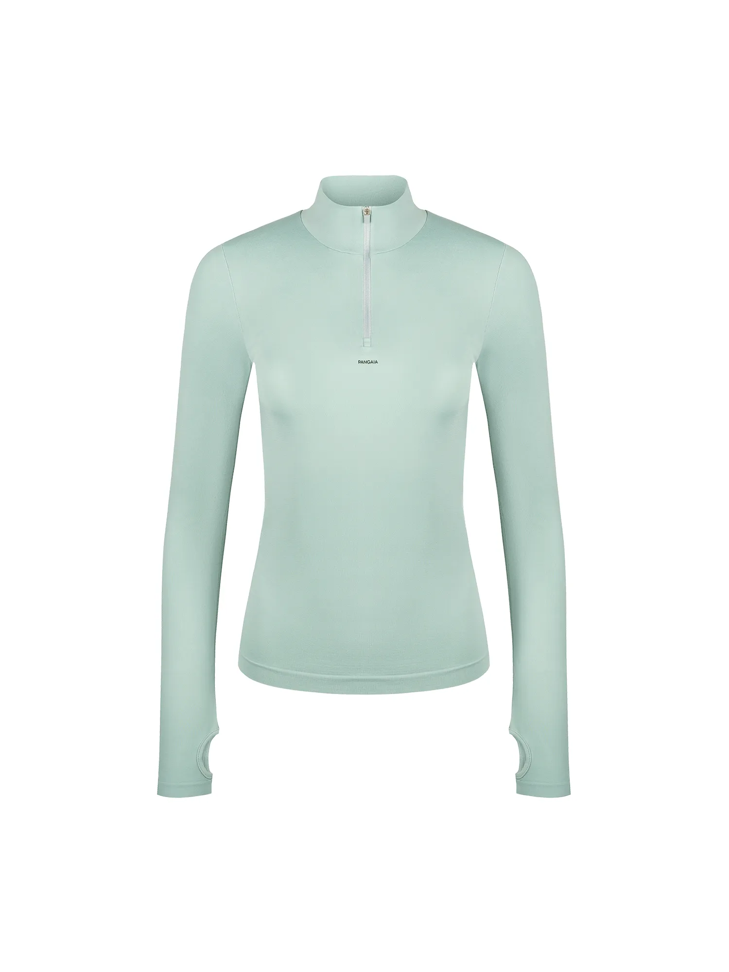 Womens Plant-Stretch Zipped Long Sleeve Top—Eucalyptus Blue sold by Pangaia