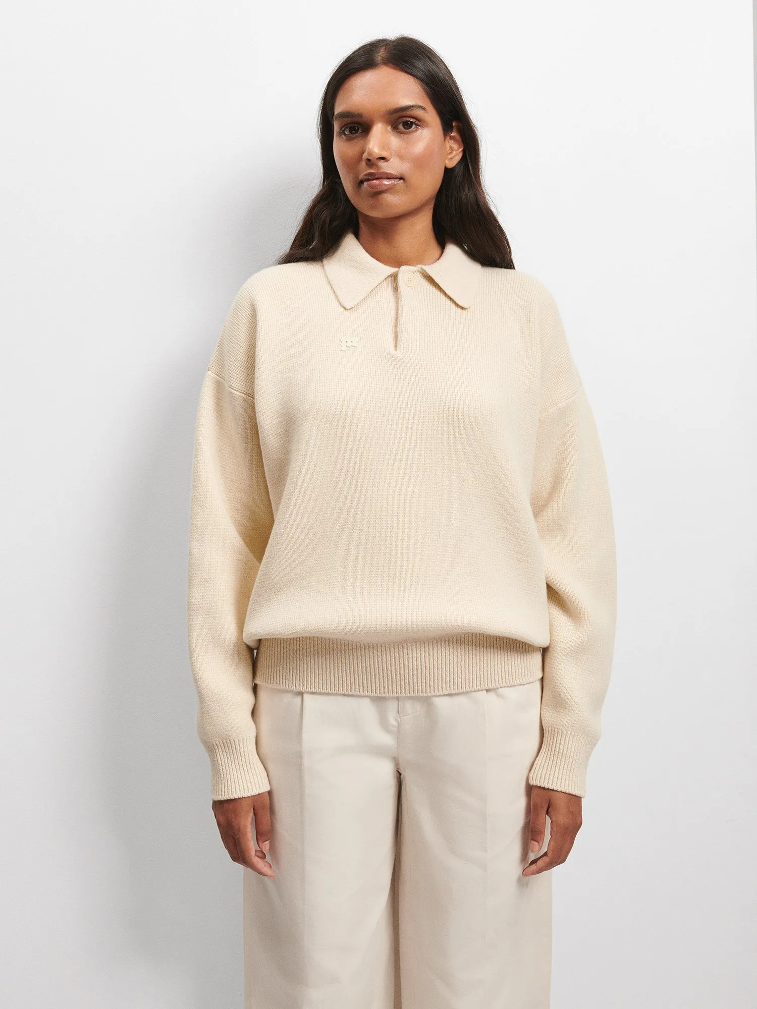 Womens Recycled Cashmere Polo Sweater—ecru ivory sold by Pangaia product image thumbnail 2