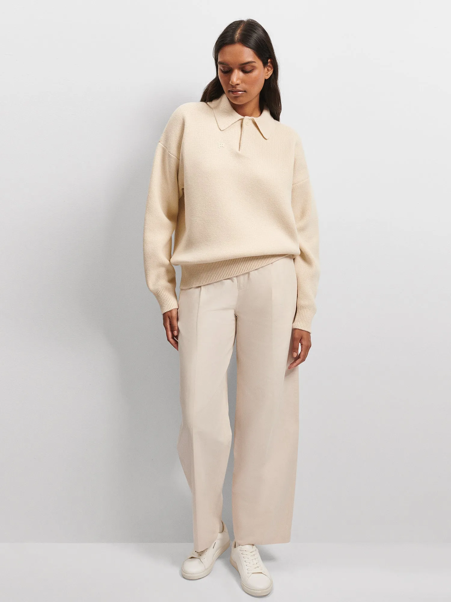 Womens Recycled Cashmere Polo Sweater—ecru ivory sold by Pangaia product image thumbnail 5