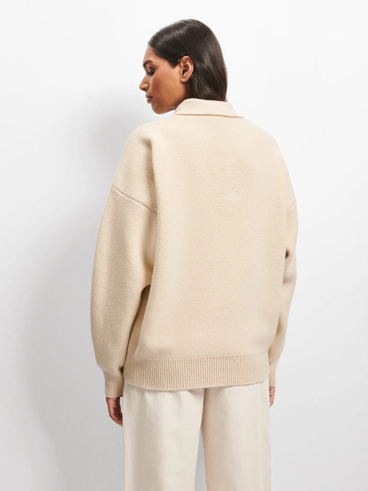 Womens Recycled Cashmere Polo Sweater—ecru ivory sold by Pangaia product image thumbnail 4