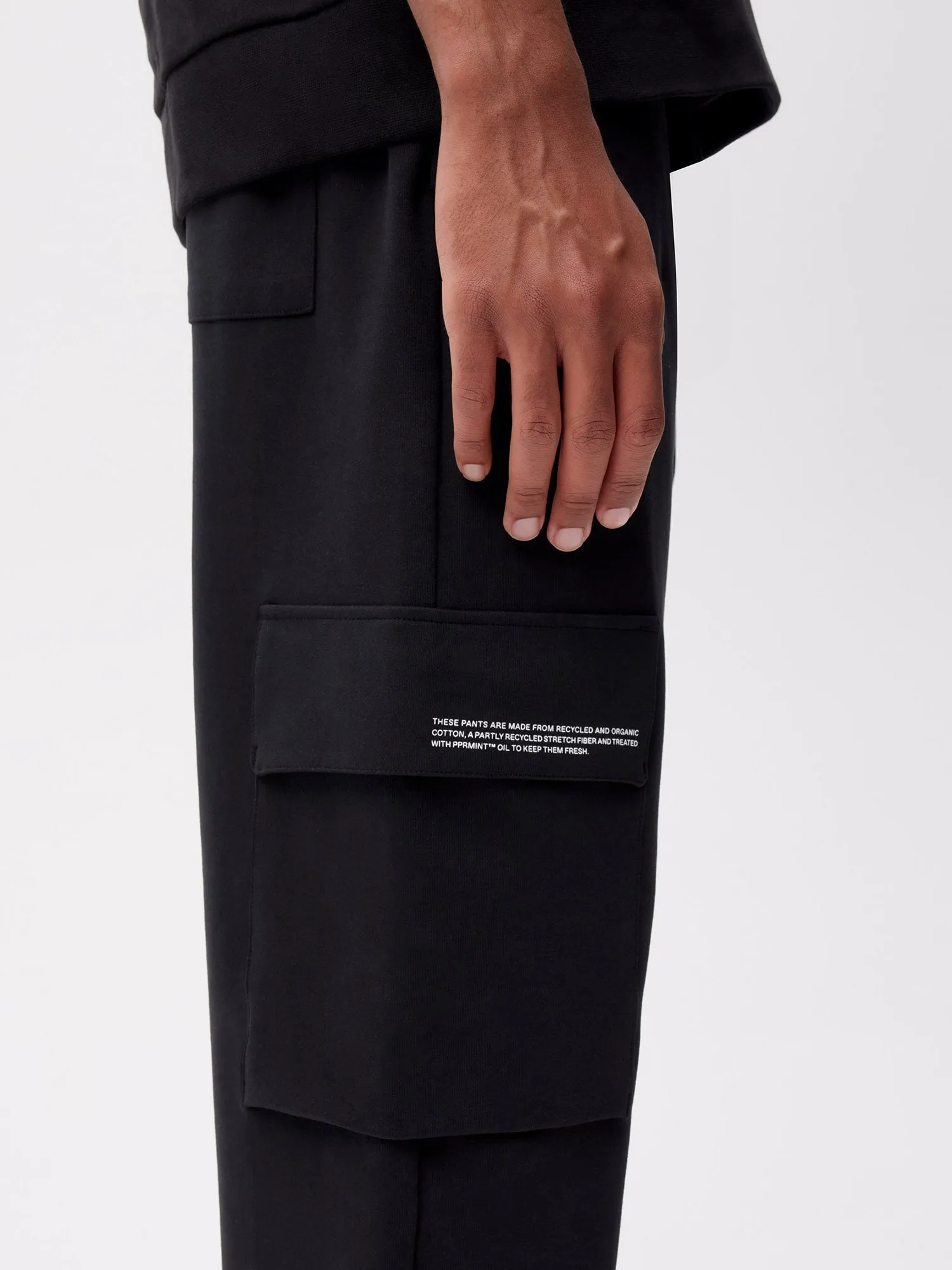 Womens Recycled Cotton Jersey Cargo Pants—black sold by Pangaia product image thumbnail 5