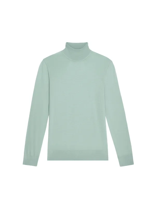 Women’s Regenerative Merino Wool Turtleneck Sweater—eucalyptus blue sold by Pangaia