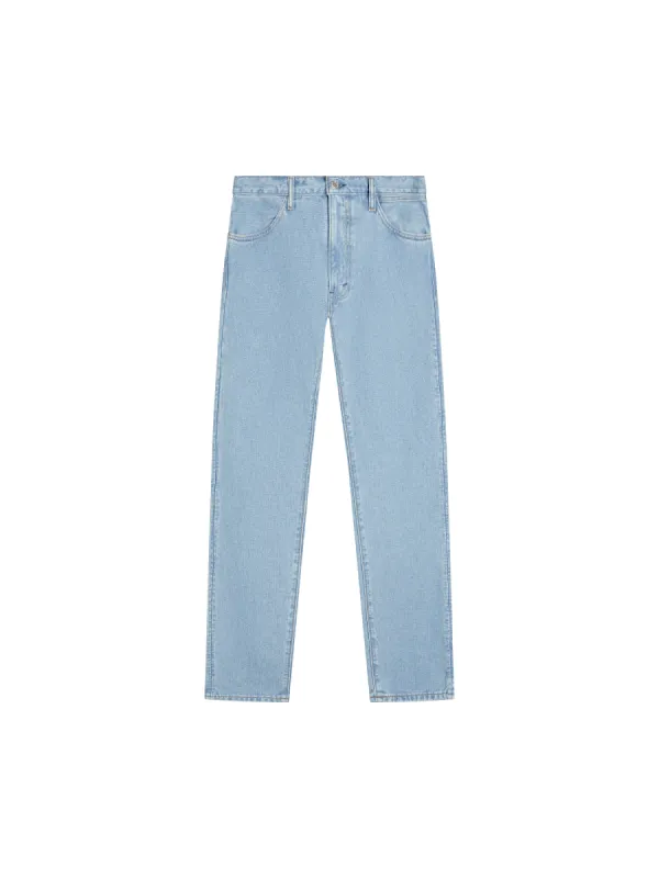 Hemp Denim Straight-Leg Jeans—light indigo wash sold by Pangaia