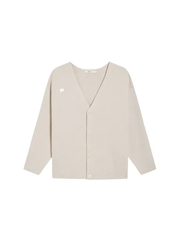 Womens Recycled Cashmere Cardigan—oatmeal sold by Pangaia