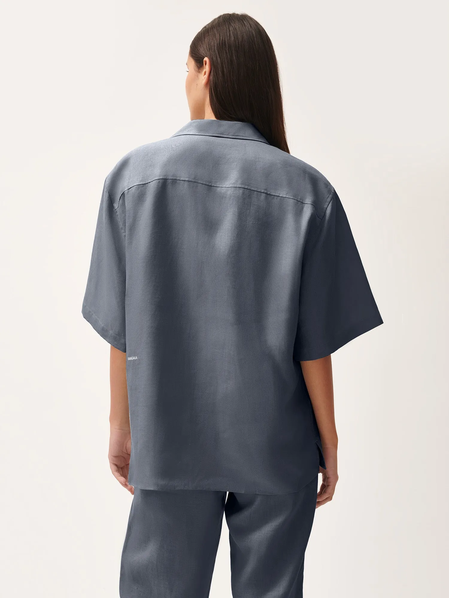 Womens DNA Linen Camp Collar Shirt—atmosphere grey sold by Pangaia product image thumbnail 4