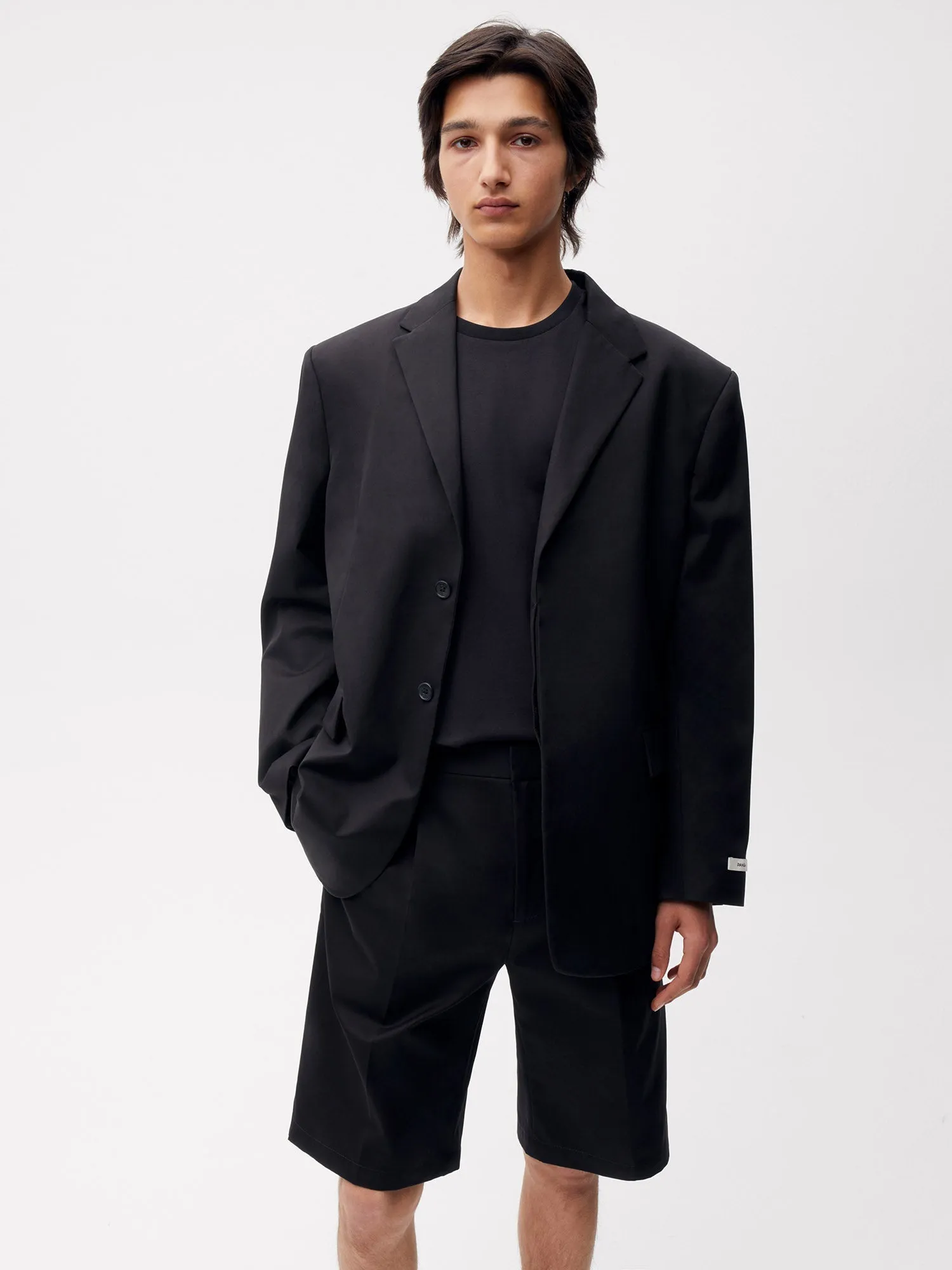 Men's Cotton Tailored Shorts—black sold by Pangaia product image thumbnail 3