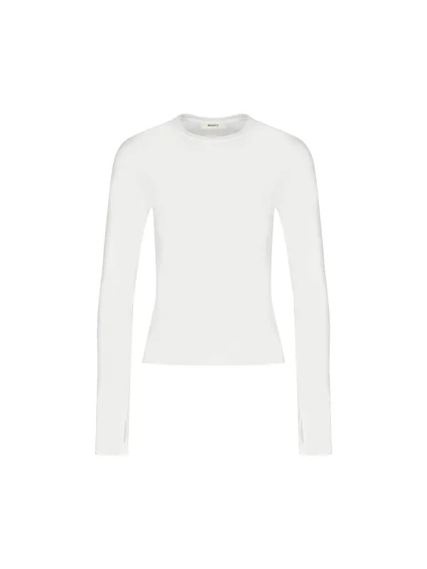 Sale Women's 365 Cotton Stretch Long-Sleeved Top—off-white made by Pangaia