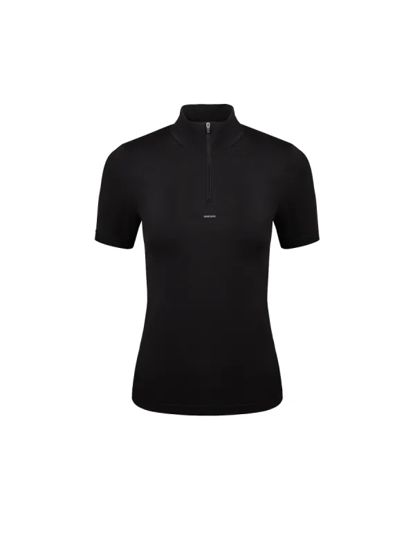 Women's Plant-Stretch Zipped Top—black sold by Pangaia