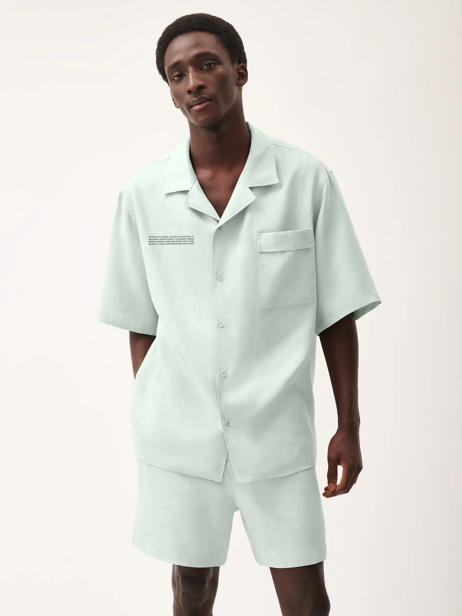 DNA Linen Camp Collar Shirt—opal green sold by Pangaia product image thumbnail 4