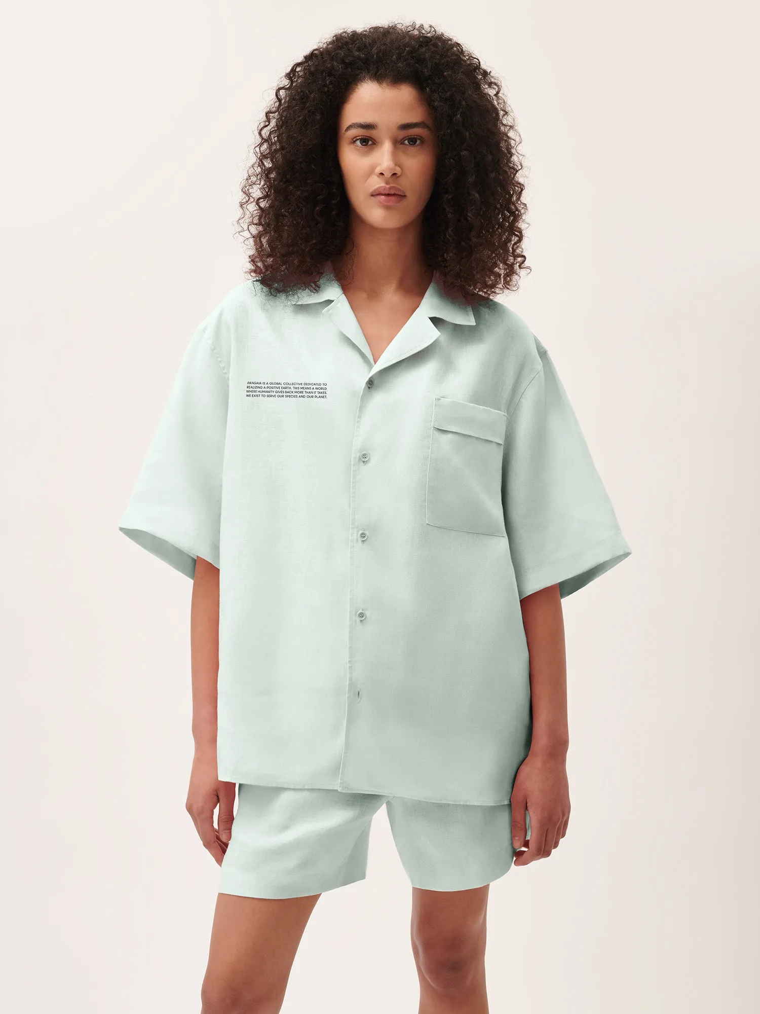 DNA Linen Camp Collar Shirt—opal green sold by Pangaia product image thumbnail 5