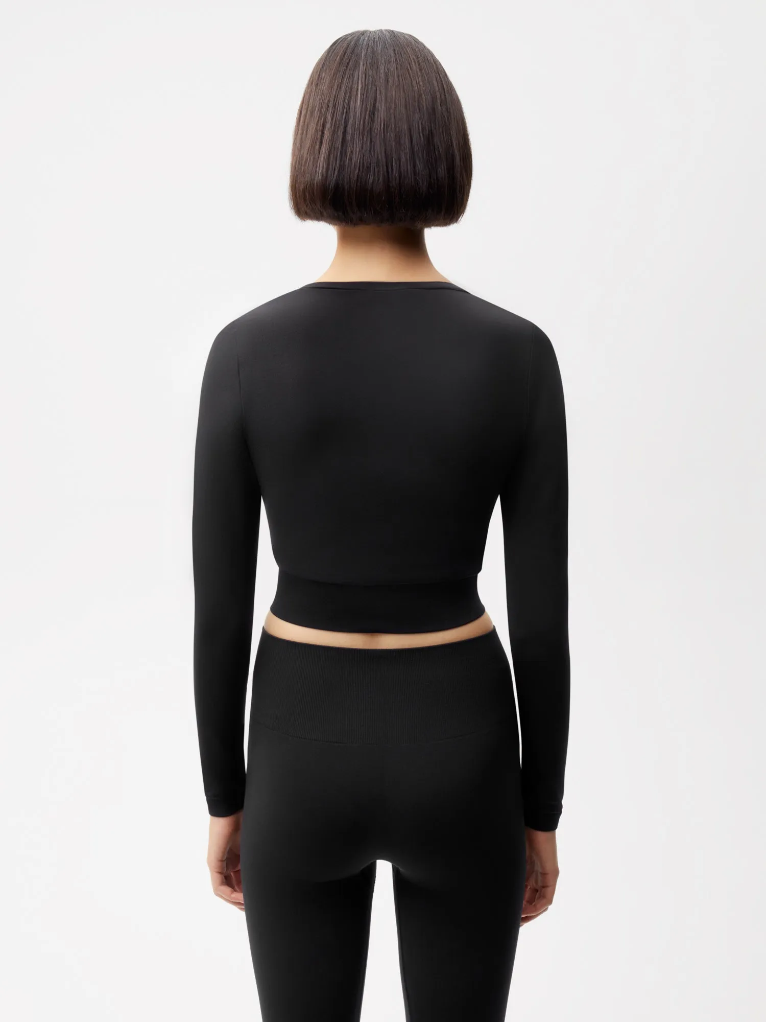 Sale Womens Plant-Stretch Long Sleeve Cropped Top—black sold by Pangaia product image thumbnail 3