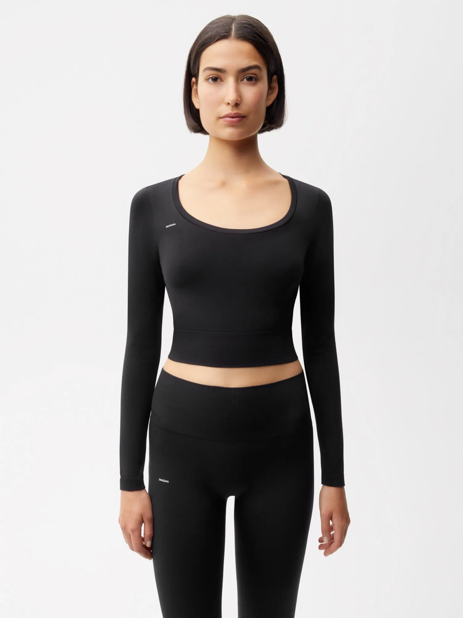 Sale Womens Plant-Stretch Long Sleeve Cropped Top—black sold by Pangaia product image thumbnail 2