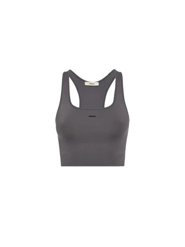Womens Plant-Stretch Compressive Sports Bra—Volcanic Grey sold by Pangaia