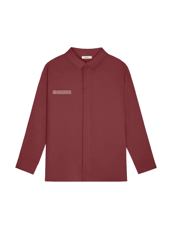 Womens DNA Linen Collared Long Sleeve Shirt—garnet red sold by Pangaia