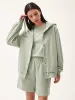 Womens 365 Midweight Snap Button Hoodie—moss green sold by Pangaia