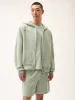 Womens 365 Midweight Snap Button Hoodie—moss green sold by Pangaia