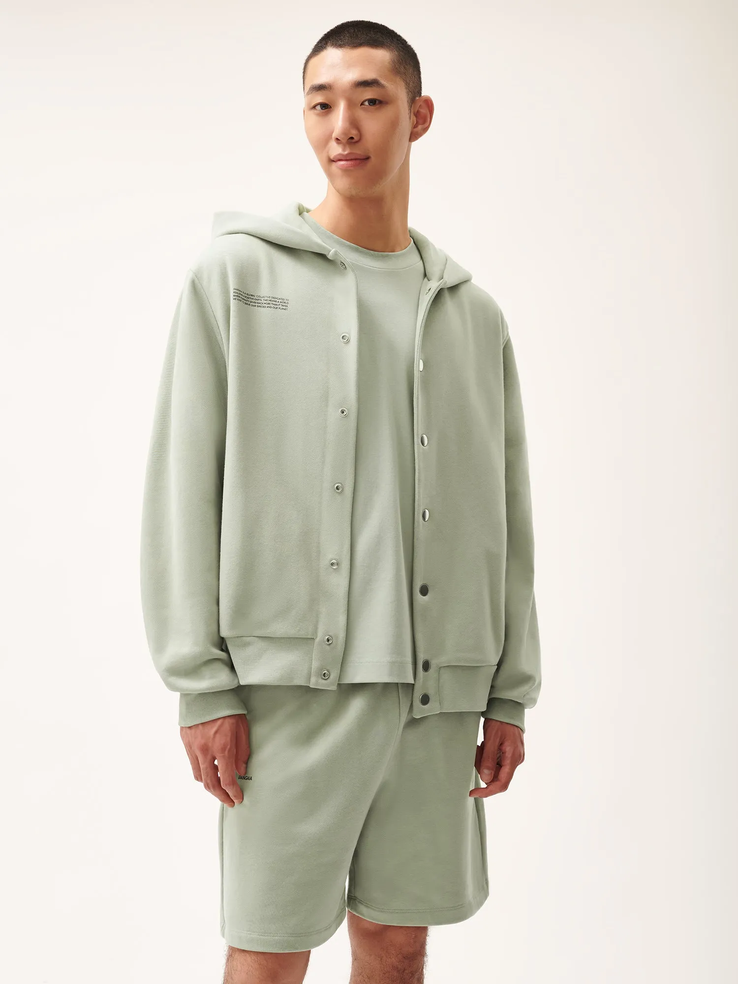 Womens 365 Midweight Snap Button Hoodie—moss green sold by Pangaia product image thumbnail 2