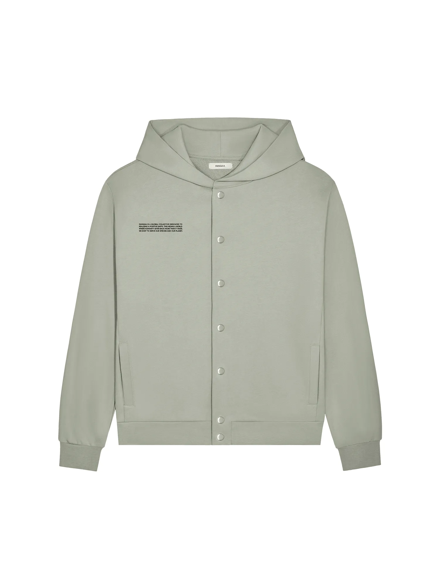 Womens 365 Midweight Snap Button Hoodie—moss green sold by Pangaia